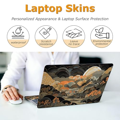 Universal Laptop Skin Sticker with 2 Wrist Pad Decals, 3-Piece Removable Vinyl Laptop Cover, Japan Landscape Waterproof Anti-Scratch, Easy-Trim Fit for 13.3" 14" 15.6" Laptops - color: Japan Landscape