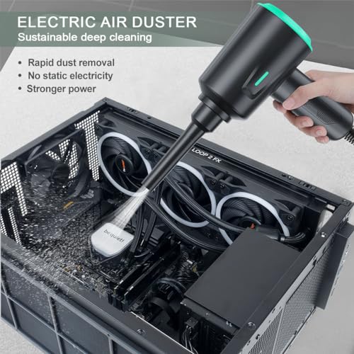 Meudeen Air Duster - Electric Air Blower - 5.74oz High Power Cleaning for Computer - PC - 2 Gear Compressed Air - color: Green