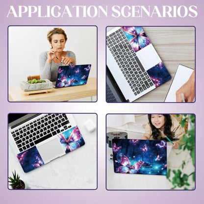 SUPERDANT 3 Pcs Glitter Butterfly Laptop Skin Trim-to-Fit Waterproof PVC Laptop Sticker Set Scratch-Proof 12 13 14 15 16 Inch Laptops Decal Colorful - style: Glittering Butterfly