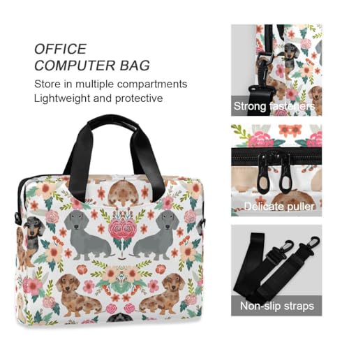Dachshund Print Laptop Case 15.6 inch Computer Bag | Waterproof Laptop Briefcase Laptop Bag for Women & Men - color: Dachshund