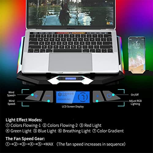 Laptop Cooling Pad, Laptop Cooler with 6 Quiet Led Fans for 15.6-17 Inch Laptop Cooling Fan Stand, Portable Ultra Slim USB Powered Gaming Laptop Cooling Pad