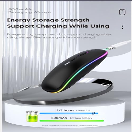 2 Pack Wireless Bluetooth Mouse,LED Dual Mode Rechargeable Silent Slim Laptop Mouse,Portable(BT5.2+USB Receiver) Dual Mode Computer Mice,for Laptop,Desktop Computer,Tablet,Phone,TV (Black+Grey) - color: 2 pack Black+Grey