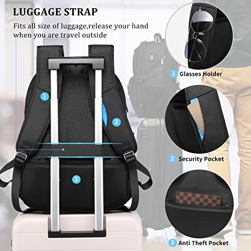 50L Travel Laptop Backpack for Men Women, Extra Large Heavy Duty Big Carry on Backpack for Weekend Airline Approved Fits 17 Inch Computer, Black - color: 50l Black