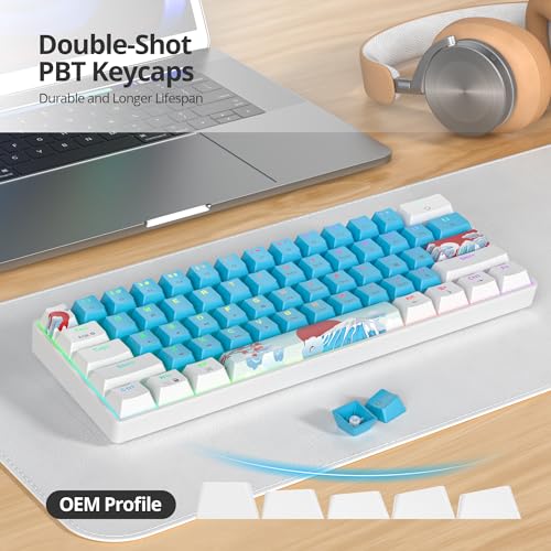 60% Mechanical Keyboard - Compact 60% Gaming Keyboard, RGB Backlit, 61 Keys, USB Wired for Windows Mac Laptop PC (61 Blue/Blue Switches) - color: 61 Blue/Blue Switch