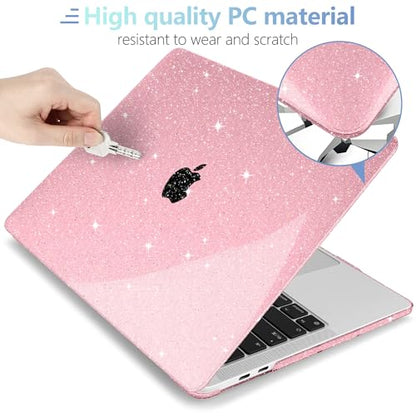 MEEgoodo Case for MacBook Pro 13 inch Case with M2 Chip 2022 2021 2020 Released A2338 M1 A2251 A2289, Plastic Hard Shell with Keyboard & Camera Cover Compatible with MacBook Pro 13, Glitter Pink - color: Glitter Pink