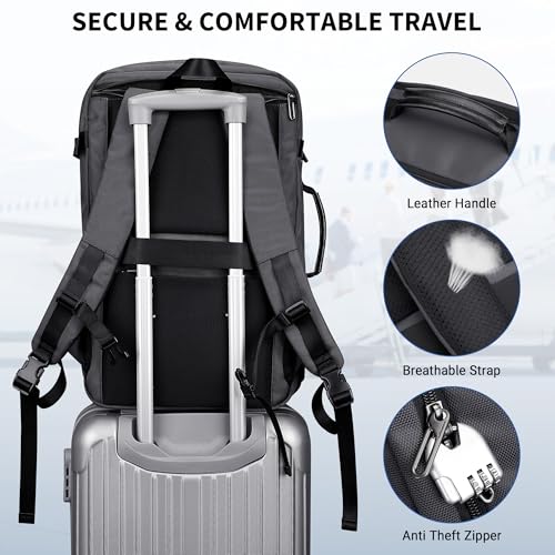 WITZMAN Travel Backpack for Men 35L TSA Friendly Flight Approved | Nylon Laptop Backpack Multi-pocket Fits 16 Inch, Carry-on Luggage, Shoe Compartment, For Business Trip, Vacation, B718 Grey - color: Silvery Grey
