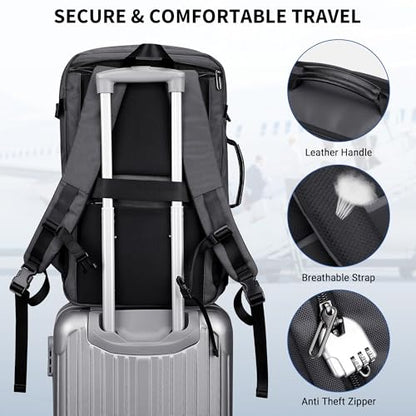 WITZMAN Travel Backpack for Men 35L TSA Friendly Flight Approved | Nylon Laptop Backpack Multi-pocket Fits 16 Inch, Carry-on Luggage, Shoe Compartment, For Business Trip, Vacation, B718 Grey - color: Silvery Grey