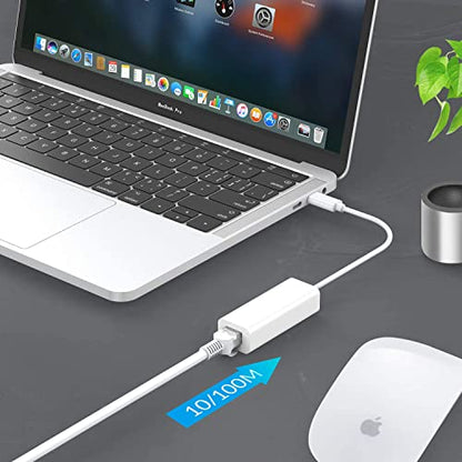 USB-C to Ethernet Adapter,Type-C to RJ45 LAN 10 100 Network Wired Adapter Compatible with Nintendo Switch Wii Wii U MacBook Surface Notebook PC Windows XP Vista Mac/Linux ASIX AX88772 Chipset