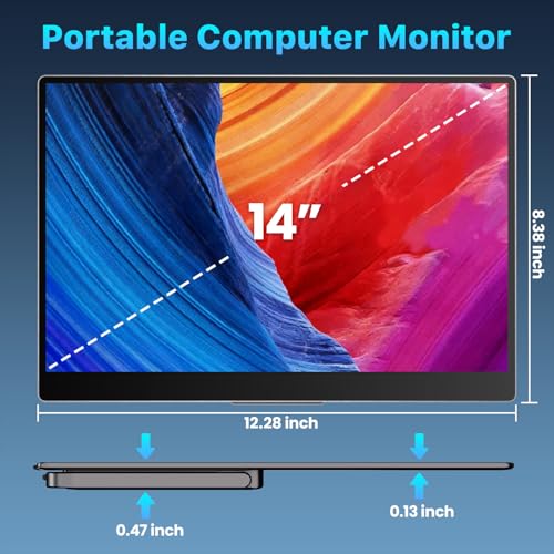 Upperizon Portable Monitor 14 inch 4K 3840X2400 100000:1 100% DCI-P3 OLED HDMI USB-C Travel Monitor for Laptop MacBook PC Surface PS5 Xbox, External Display with Kickstand & Speakers, VESA Compatible - size: 14 inch
