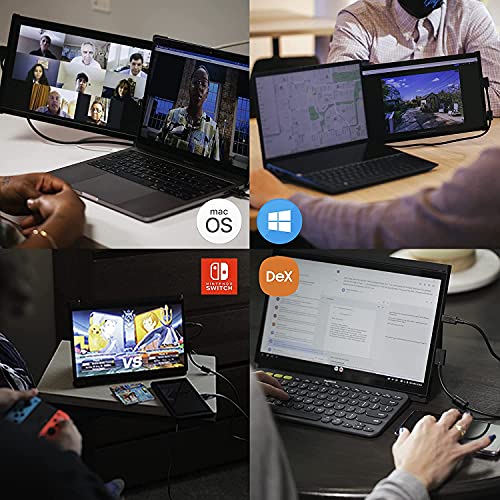 Mobile Pixels Duex Plus Portable Monitor for Laptops, USB C/USB A Plug and Play 13.3" Laptop Screen Extender - color: Duex Plus - 13.3 inch - Black