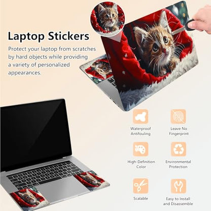 Laptop Skin Sticker Decal 15.6 Inch,12 13 13.3 14 15 15.6 in Laptop Netbook Skins for Notebook,Art Decal Removable Waterproof Scratch Resistant,Universal Vinyl Cover,Cute Cat Red - color: Cute Cat Red