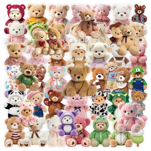 50 PCS Cute Bear Stickers Kawaii for Scrapbooking, Aesthetic Bear Vinyl Decals for Journaling Planner, Waterproof Cartoon Bear Stickers for Laptop Water Bottle Phone DIY Crafts - style: A5