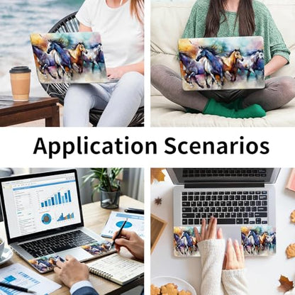 Laptop Skin Sticker 3-Piece Set,Horses Running | Trim-to-fit 3-piece vinyl set with one 15 x 10.6 in lid skin and two palm-rest decals for many 12-15.6 in laptops - color: Horses Running
