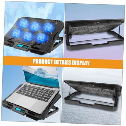 Laptop Cooling Pad with 6 Fans 15.6-inch Silent Air Cooler Stand Adjustable Speed Blue Light Laptop Holder for Gaming and Workstation Use