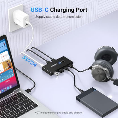 UGREEN USB 3.0 Switch Selector 2 Computers Share 4 USB Ports USB Switcher USB for PC Laptop Keyboard Mouse Printer Scanner One Button Switch Adapter with 2 Pack USB 3.0 Cables