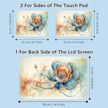 Universal Laptop Skin Sticker with 2 Wrist Pad Skins, Waterproof Scratch Resistant Vinyl Laptop Cover Decal, Cut to Fit for 11–15.6 Inch MacBook HP Dell Lenovo, Abstract Art Flower - color: Abstract Art Flower