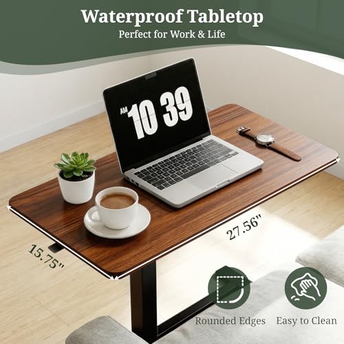 Mobile Standing Desk, Height Adjustable Laptop Desk with Hidden Casters | Stable Steel Frame, Smooth Lift Mechanism, Lockable Casters, Easy Assembly, Ideal for Home, Office & Dorm, Brown - color: Brown, style: Height Adjustable