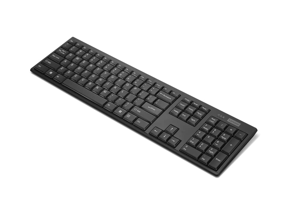 Lenovo 100 Wireless Compact Keyboard Cordless Keyboard for PC & Laptop with Windows Silent Keys Full-Size Layout with Numeric Keypad Plug & Play USB Receiver Portable, Black - style: 100 Keyboard