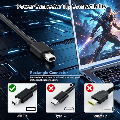 240W 20V 12A Laptop Charger for ASUS Rog Zephyrus G14 G16 Power Supply Cord | GU605 GA605 GA403 Flow Z13 GZ302 TUF A14 A16 A18 FA401 Gaming V16 V3607 ProArt PX13 P16 Rectangle Conn Fast charging Adapter