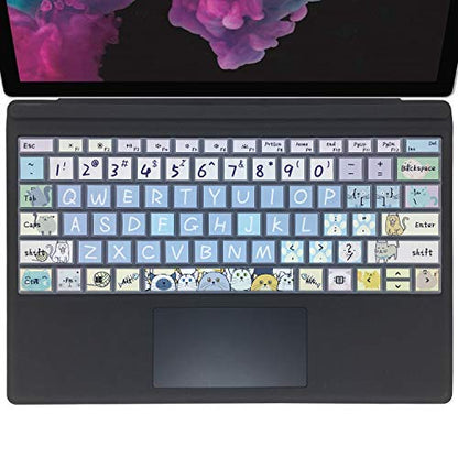 Silicon Keyboard Cover Skin for Microsoft Surface Pro 7/6/5, 2019，2018，2017 Keyboard,US Layout, Cute Cat - color: Cute Cat