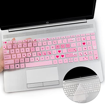2PCS Keyboard Cover for HP Laptop 15-db/da 15-dw 15-dy 15-bs/bw 15-ef 15t 15z 15.6 15-dy2076nr dy1043dx dy2056ms dy2093dx dy1731ms dy2021nr 15-dw3033dx dw3125od dw0083wm dw3125st dw1001 15-db0011dx - color: Lovly+Clear