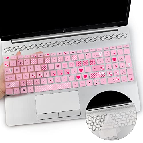 2PCS Keyboard Cover for HP Laptop 15-db/da 15-dw 15-dy 15-bs/bw 15-ef 15t 15z 15.6 15-dy2076nr dy1043dx dy2056ms dy2093dx dy1731ms dy2021nr 15-dw3033dx dw3125od dw0083wm dw3125st dw1001 15-db0011dx - color: Lovly+Clear