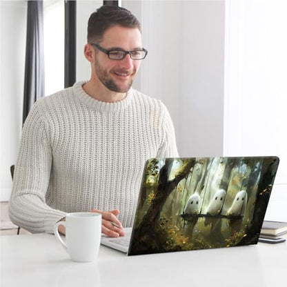 Universal Laptop Skin, DIY Cut-to-Fit Vinyl Cover Compatible with HP, Dell, Lenovo, Mac (13.3" to 15.6"), Anti-Scratch, No Residue & Bubble-Free Protective Decal Sticker, Cute Ghost Forest Swing - color: Cute Ghost Forest Swing