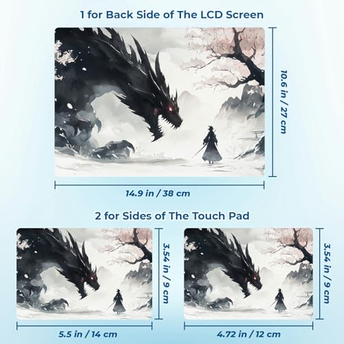 Reusable Universal Laptop Skin Sticker, Cut to Fit for 11.6–15.6 Inch Laptops, Waterproof Protective Film, No-Residue - Black Dragon Duel - color: Black Dragon Duel