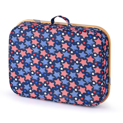 Mayjoy Bamboo Laptop Lap Desk with Storage, Removable Cover, Navy Star | Use laptops up to 15.6” on the bamboo top; store tablets, notebooks, mouse, cables, and pens inside. - color: Navy Star