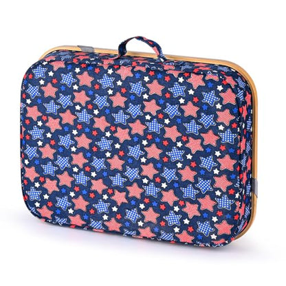 Mayjoy Bamboo Laptop Lap Desk with Storage, Removable Cover, Navy Star | Use laptops up to 15.6” on the bamboo top; store tablets, notebooks, mouse, cables, and pens inside. - color: Navy Star