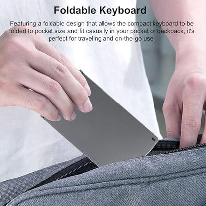 Wireless Foldable Bluetooth Keyboard, Ultra-Slim Pocket Travel Keyboard with Tri-Mode Connection, Rechargeable Quiet Compact Keyboard for PC/Laptop/Phone/Samsung/Android Tablet/iPad/iPhone/Mac