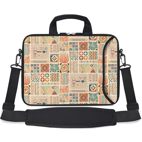 17 inch Laptop Shoulder Bag Carrying Case with Handle Fits 15.6/16/17/17.3/17.4 inch Laptop Notebook (Geometric Drawing, 16-17.3 inch) - color: Geometric Drawing