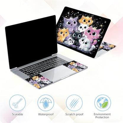 Laptop Skin Sticker Decal 15-15.6 Inch with Cute Mouse Pad, Universal Reusable Vinyl Sticker for 12.1 13 13.3 14 15.4 Inch Netbook and Notebook PC, Cute Cats - color: Cute Cats