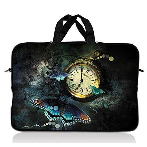 LSS 10.2 inch Laptop Sleeve Bag Compatible with Acer, Asus, HP, Sony, and More | Carrying Case Pouch w/Handle, Clock Butterfly Floral - color: Clock Butterfly Floral, size: 8 in -10.2 in