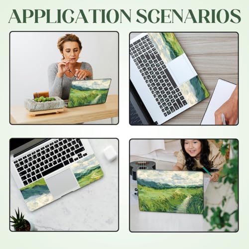 SUPERDANT Laptop Skin Sticker Green Field Laptop Decals Personalized Universal Notebook Computer Wrap Vinyl Skin Stickers Cover Art Decal Removable 12-15.6 Inch Waterproof Scratch-Resistant Gifts - style: Green Field