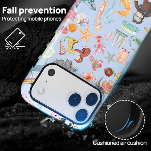 CARLOCA Case for iPhone 17 Pro,Monkey Summer Beach Shell Design Hybrid Dual Protection Soft TPU Hard PC Shockproof Anti Scratch Men & Women Stylish Protective Phone Case - color: Monkey Summer Beach Shell, size: iPhone 17 Pro