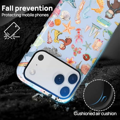 CARLOCA Case for iPhone 17 Pro,Monkey Summer Beach Shell Design Hybrid Dual Protection Soft TPU Hard PC Shockproof Anti Scratch Men & Women Stylish Protective Phone Case - color: Monkey Summer Beach Shell, size: iPhone 17 Pro