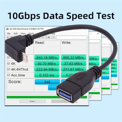 USB-C USB 3.1 Type-C Male to USB 3.0-A Female 10Gbps OTG Data Power Cable Up Down Angled - style: Up Down Cable