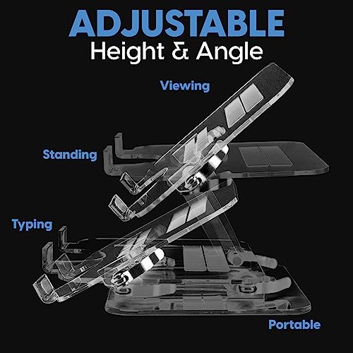 DuraClear Acrylic Laptop Stand for Desk – Ergonomic Adjustable Acrylic Computer Stand - Clear Laptop Stand with Enhanced Airflow and Workspace Elevation