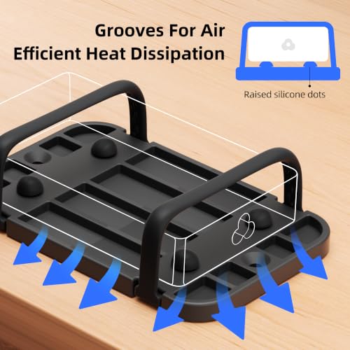 2 Pack Upgraded Laptop Charger Holder,Adjustable Silicone Strap Power Brick Organizer With Heat Dissipation,Under Desk Cable Management Mount For Most Power Adapters,Chargers,Screws & Adhesive - color: Black*2