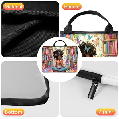 10 inch Laptop Sleeve with Laptop Skin Sticker Set – Slim Protective Case with Smooth Zipper, Lightweight Tablet & Notebook Sleeve for Travel & Daily Carry, Library Girl - color: Library Girl, size: 10 inch