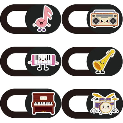 6Pcs 6 Styles Music Laptop Camera Cover Slide Thin Cute Privacy Guard Accessories, 0.04 Inch Ultra Thin Webcam Cover Protector Blocker for Phone Desktop Computer Tablet Notebook Office Use - color: Music