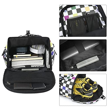 Kalesi Gym Duffle Bag Backpack 4-Way Waterproof with Shoes Compartment for travel Sport Hiking laptop - color: Checkerboard