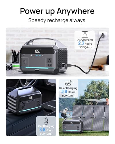 DaranEner Portable Power Station 600W with Bag, 288Wh (90,000mAh) LiFePO4 Battery Backup, 2×600W (1200W Surge) AC Outlets, 2.2H Fast Recharge, Solar Generator for Camping, RV, Travel, Home Emergency - color: Black&Blue