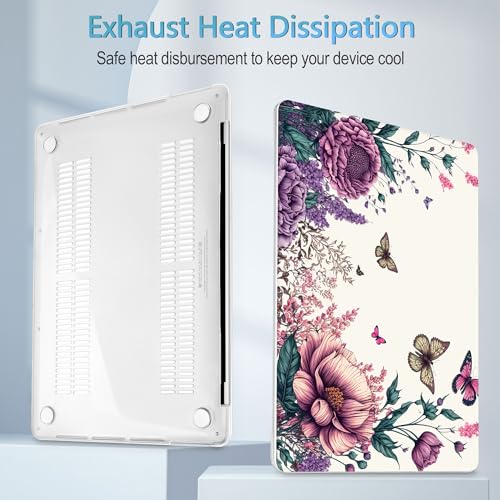 Mektron Designed Case for MacBook Pro 16 Inch A2141 Cover 2019 Release 16" with Liquid Retina Display/Touch ID, Plastic Hard Shell with Keyboard Skin & Screen Protector, Butterfly Flower C077 - color: Butterfly Flower C077