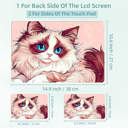 Universal Laptop Skin Decal, 3-Piece Vinyl Protector for 12 13 14 15.6" Notebook, Waterproof Anti-Scratch, Easy Trim & Bubble-Free Finish, Cute Ragdoll Cat - color: Cute Ragdoll Cat