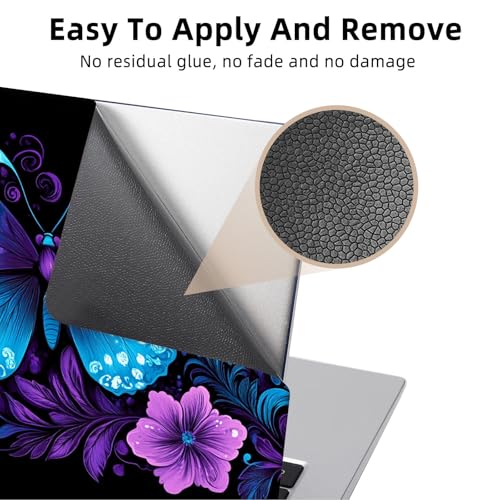 Aesthetic Laptop Skin Cover,12-15.6 Inch Universal Vinyl Sticker Decal,Waterproof Scratch-Resistant Notebook Wrap,Removable Residue-Free Protector,Butterfly Floral - color: Butterfly Floral