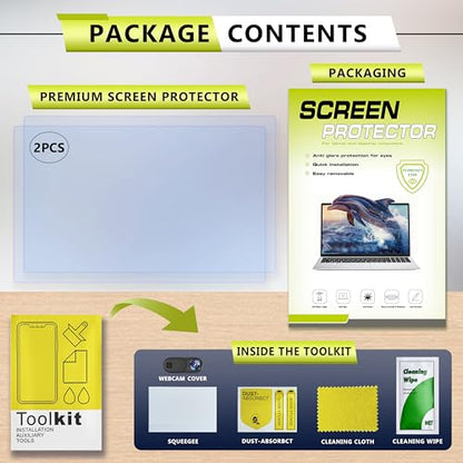2PC 17" 16:10 Anti Blue Light Laptop Screen Protector with Camera Cover | Anti Glare UV Blocking Eye Protection Film, Relieve Eye Strain, Scratch Resistant, Fits HP Lenovo Dell ASUS Acer Samsung - size: 17 Inch (16:10 Aspect Ratio Screen)