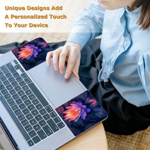 Universal Laptop Skin Sticker with 2 Wrist Pad Decals, 3-Piece Removable Vinyl Laptop Cover, Art Watercolor Lotus Waterproof Anti-Scratch, Easy-Trim Fit for 13.3" 14" 15.6" Laptops - color: Art Watercolor Lotus