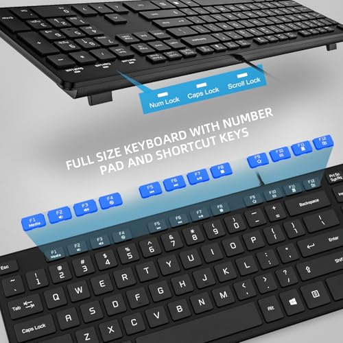 USB Wired Keyboard for Window,Comfortable Quiet Chocolate Keys, Durable Ultra-Slim Wired Computer Keyboard(QWERTY) for PC, Windows 11/10/8/7/XP/Vista KB1430 - color: Black
